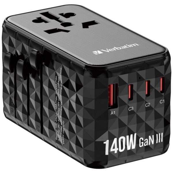 Charge 'n' Travel Diamond 85W Universal Travel Adapter with Retractable Cable (CNT-02) - Image 2