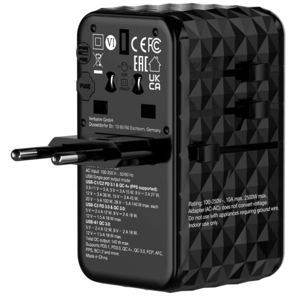 Charge 'n' Travel Diamond 85W Universal Travel Adapter with Retractable Cable (CNT-02) - Image 5