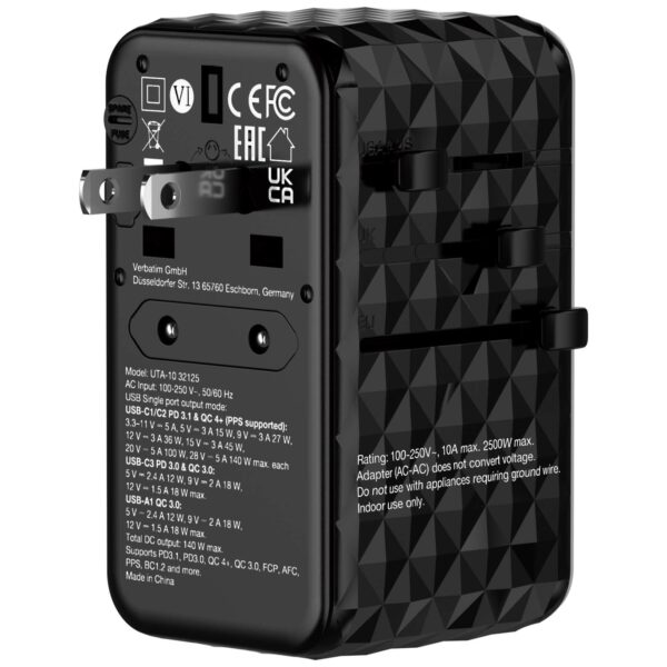 Charge 'n' Travel Diamond 85W Universal Travel Adapter with Retractable Cable (CNT-02) - Image 7
