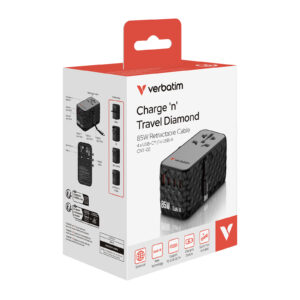 Charge 'n' Travel Diamond 85W Universal Travel Adapter with Retractable Cable (CNT-02)