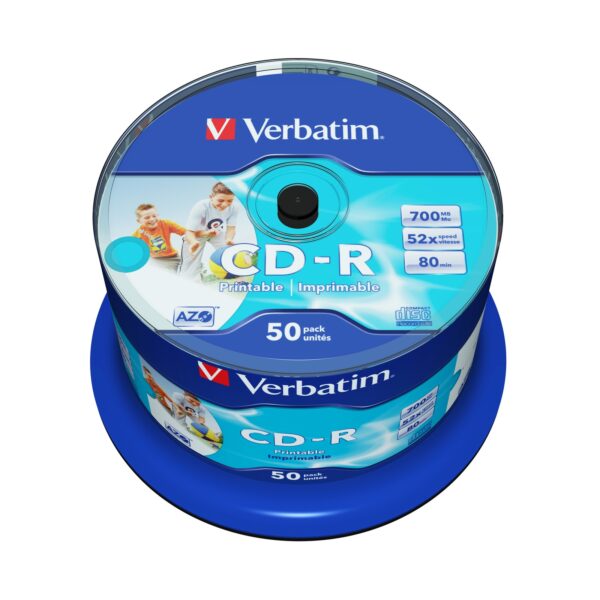 CD-R AZO 700MB 52X Wide White Inkjet 50pk Spindle - Image 2