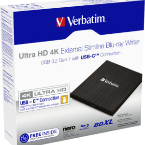 Ultra HD 4K External Slimline Blu-ray Writer (USB 3.2 Gen 1)