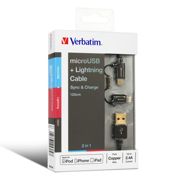 2-in-1 MicroUSB & Lightning Sync & Charge Cable (120cm) - Image 3