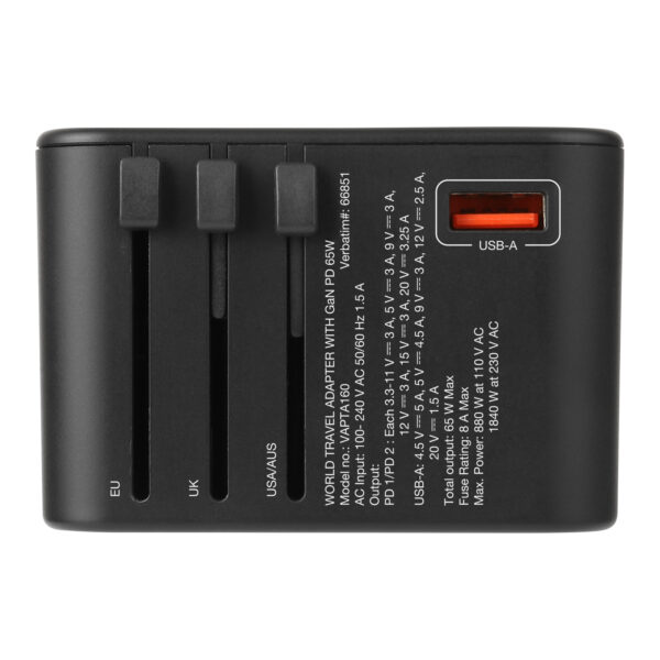 3 Port 65W PD 3.0 & QC 3.0 GaN Universal Travel Adaptor - Image 5