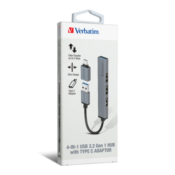 4-in-1 USB 3.2 Gen 1 Hub with Type C Adaptor - 图片 6