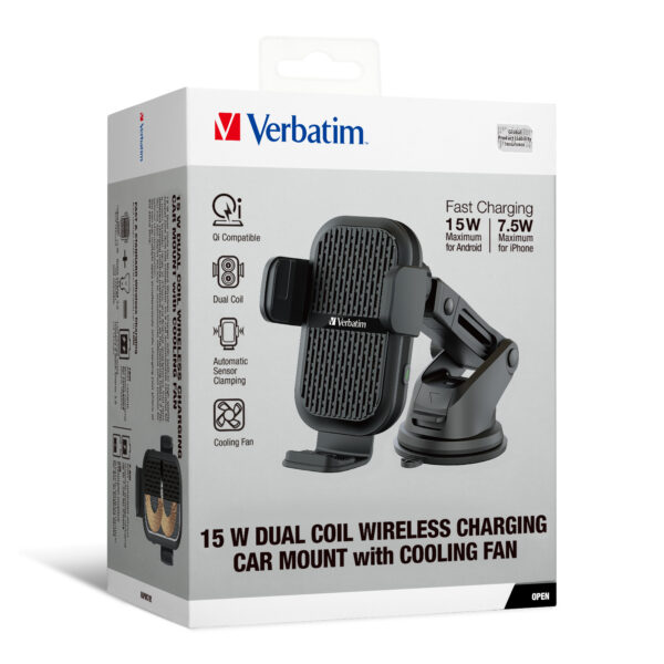 15W Dual Coil Wireless Charging Car Mount with Cooling Fan - Image 8