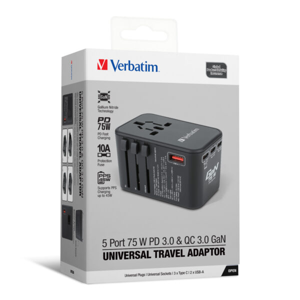5 Port 75W PD 3.0 & QC 3.0 GaN Universal Travel Adaptor - Image 6