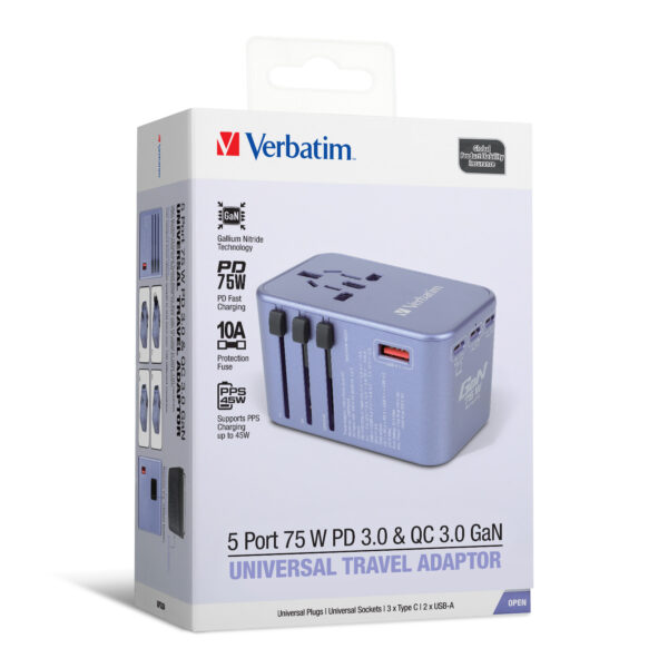 5 Port 75W PD 3.0 & QC 3.0 GaN Universal Travel Adaptor - Image 7
