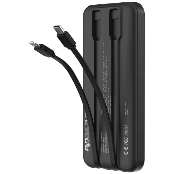 10000mAh PD 3.0 & QC 3.0 Power Pack with embedded cables - Image 3