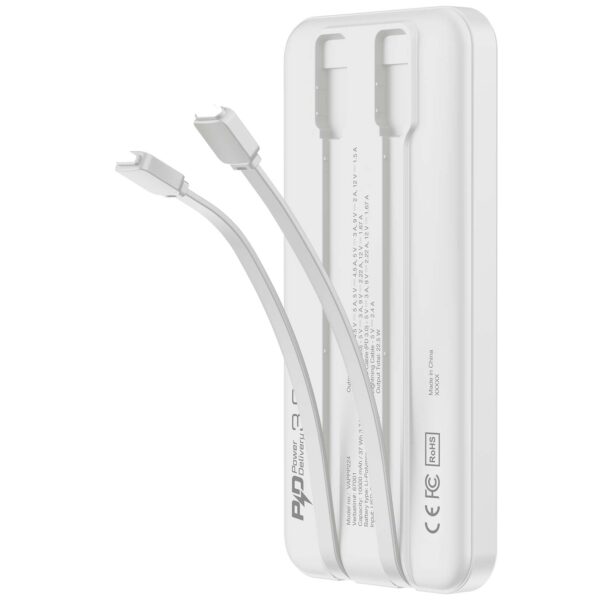 10000mAh PD 3.0 & QC 3.0 Power Pack with embedded cables - Image 4
