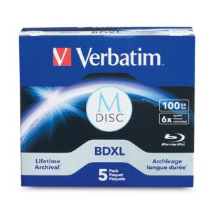 M-Disc BDXL 100GB  4X Branded 5pk Jewel Case in Retail Box