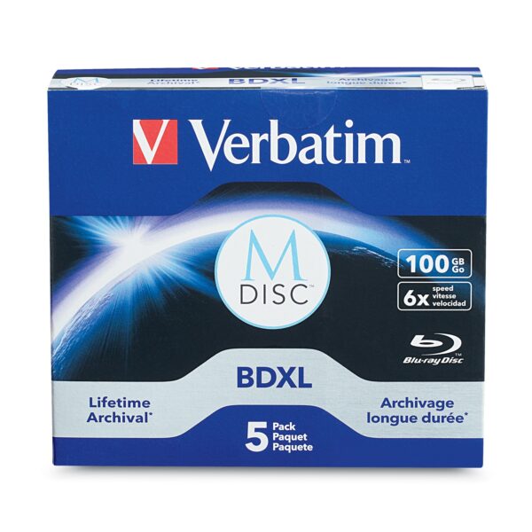 M-Disc BDXL 100GB  4X Branded 5pk Jewel Case in Retail Box